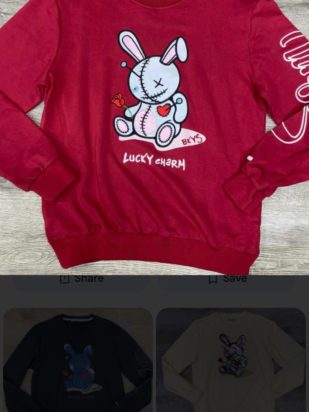 BKYS Lucky Charm Voodoo Bunny Graphic Sweatshirt - Red Large